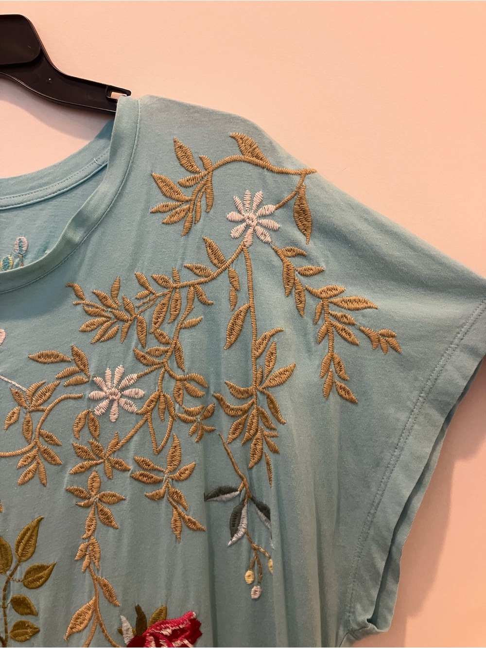 Johnny Was aqua embroidered floral Dress with multicolor blooms - Picture 5 of 10